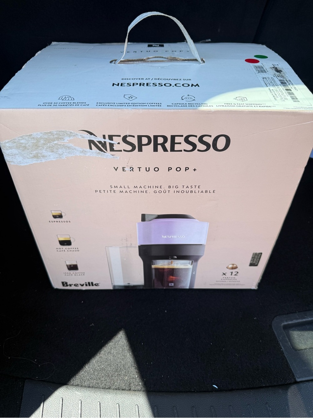 Nespresso Vertuo Pop+ Lavender and Black Coffee Machine